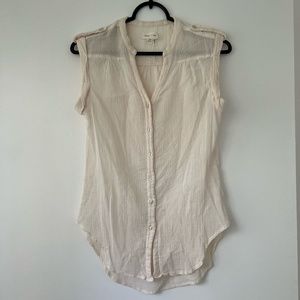 Anthropologie Meadow Rue | Muskegon Pintucks Cotton Ivory Button Down Size 0